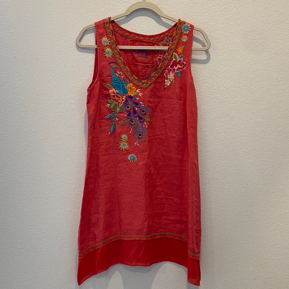 Johnny Was | Embroidered linen sleeveless dress